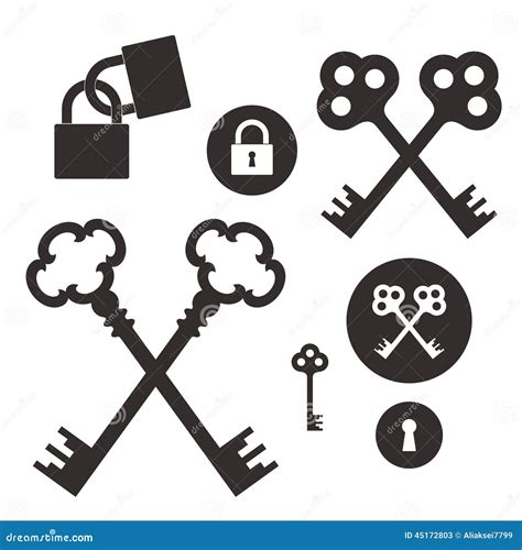 Key Lock Icon Set Stock Vector Illustration Of Vector 45172803