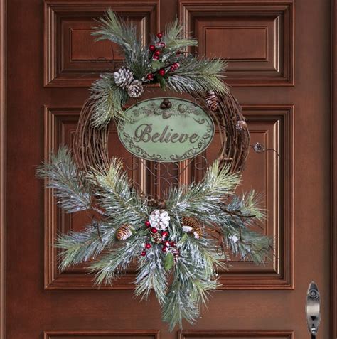 Rustic Christmas Wreaths BELIEVE Outdoor Holiday Wreath