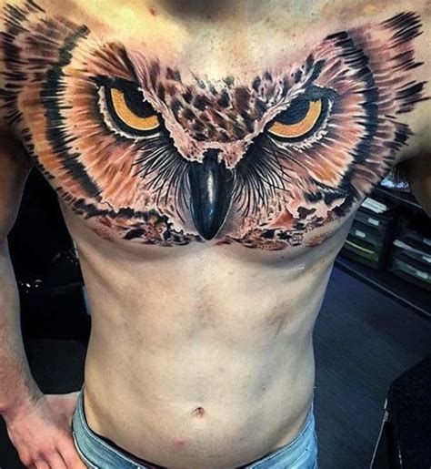 Owl Chest Tattoo Designs For Men Nocturnal Ink Ideas