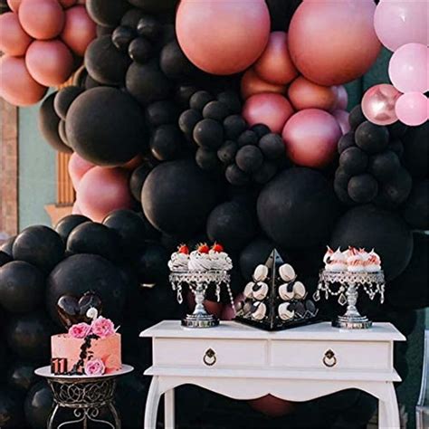 86pcs Black Pink Balloon Garland Arch Kit Rose Gold Metallic Etsy