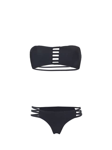 Mc Saint Barth Strappy Bandeau Bikini Black Editorialist