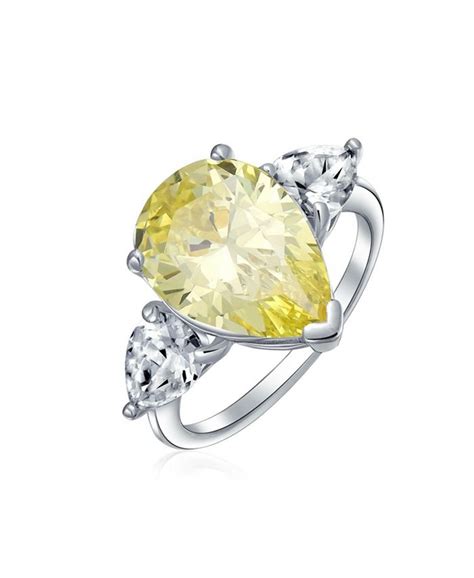 Bling Jewelry Bridal Wedding 7ct Canary Yellow Aaa Cz Pear Shaped Brilliant Cut Solitaire