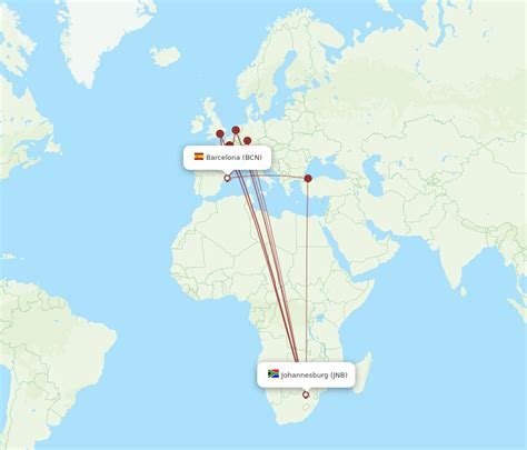 All Flight Routes From Johannesburg To Barcelona Jnb To Bcn Flight Routes