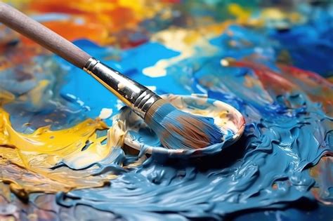 Premium Photo | Color mixing Brush and oil or acrylic paints ...