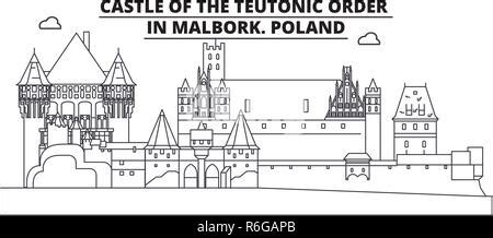 Poland Malbork Line Travel Skyline Set Poland Malbork Outline City