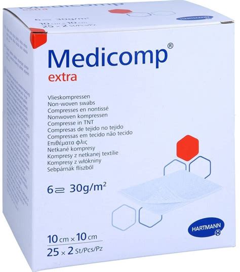 Hartmann Medicomp Extra Vlieskomp Steril 10x10 Cm 6 Lagig 25x2 Stk