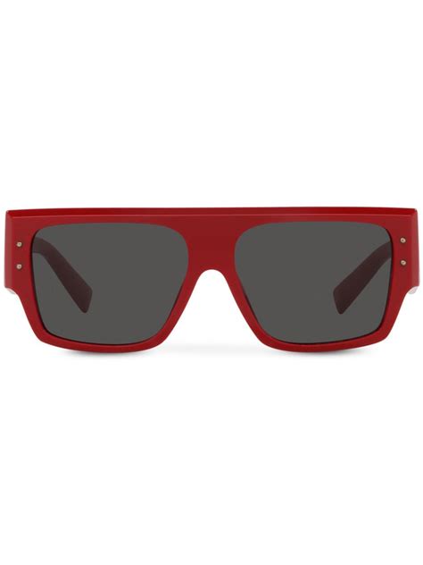 Dolce And Gabbana Eyewear Dna Oversize Frame Sunglasses Red Farfetch