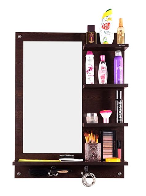 Madhuran Blejaa Engineered Wood Wall Mounted Dressing Table Mirrors With Storage Shelf 60x80 Cm