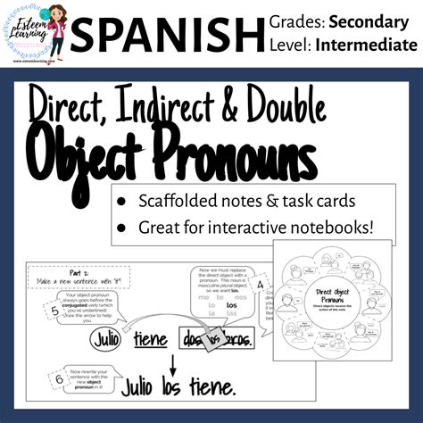 Task Cards And Inb Notes For Direct Indirect And Double Object Pronouns In Spanish — Esteem