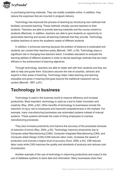 How Does Technology Affect Our Daily Lives Essay