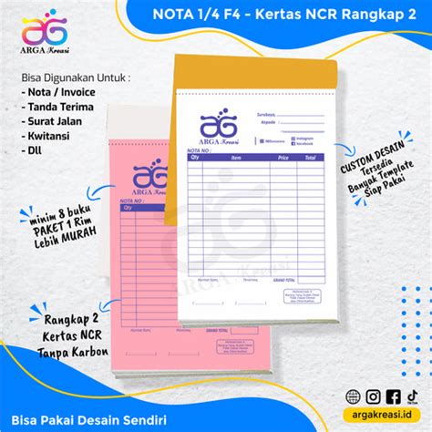 Jual Cetak Nota Custom F Ncr Rangkap Kwitansi Bon Toko Olshop