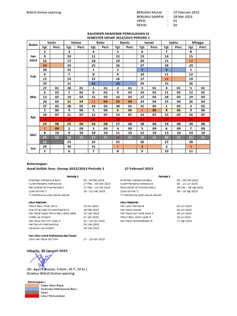 kalender akademik binus