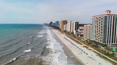 Myrtle Beach From Drone South Carolina City And Beach View At Dusk Stock Footage Video Of