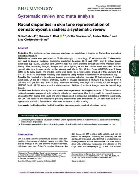 Pdf Racial Disparities In Skin Tone Representation Of Dermatomyositis