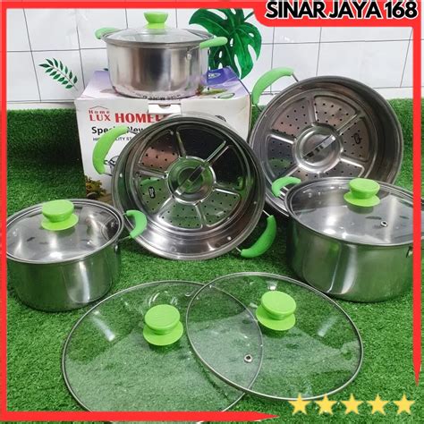 Jual Homelux Dutch Oven Panci Set Dengan Tutup Kaca Stainless Steamer