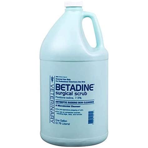 Betadine Surgical Scrub Veterinary, Povidone-Iodine 7.5%, 1 Gallon Antiseptic Sudsing Skin ...