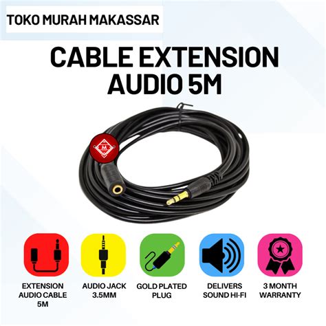 Jual Kabel Extension Aux Audio 3 5mm 5M Audio Perpanjangan 5 Meter