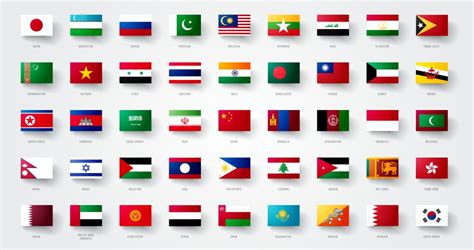 Flags Of Asia Set Royalty Free Vector Image Vectorstock