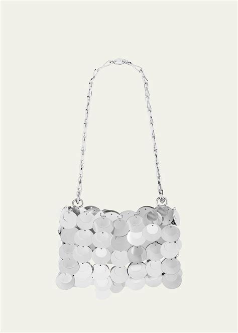 Paco Rabanne Nano Sparkle Sequins Shoulder Bag P Silver Editorialist