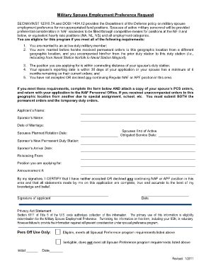 Military Spouse Preference Form PDF Complete With Ease AirSlate SignNow