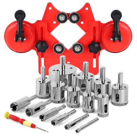 Workease Diamond Hole Saw Set 17 Pcs Tile Hole Saw Kit With Double Suction Cups Hole Saw Guide