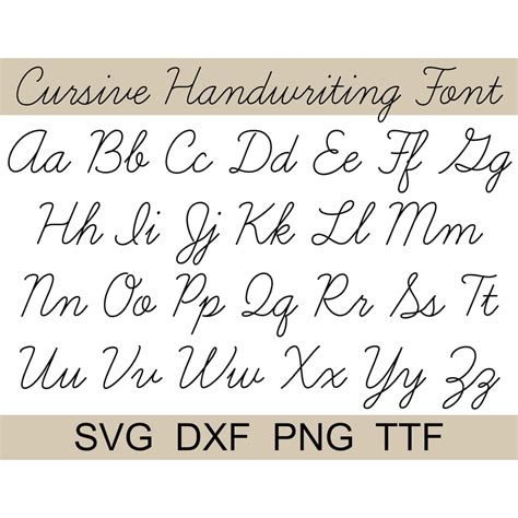 Cursive Font SVG TTF, Cursive Font, Handwriting Font, School Font, Script Font, Instant Download ...