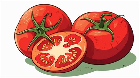 Un Dibujo De Tomates Con Un Dibujado De Un Tomate En él Vector Premium