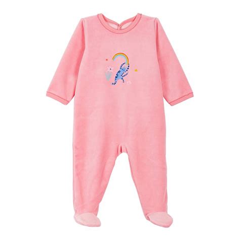 Baby Girls Pink Velour Sleepsuit Brandalley