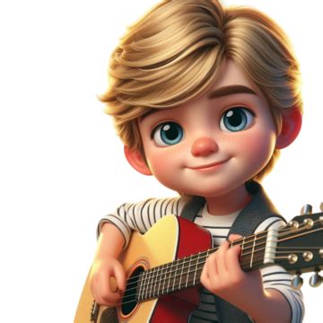 Un Joven Toca Alegremente La Guitarra En Esta Ilustración De Dibujos