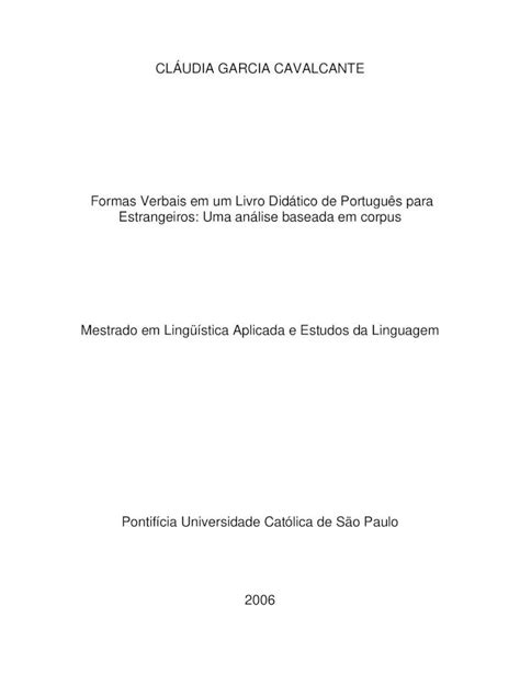 Pdf Cl Udia Garcia Cavalcante Formas Verbais Em Um Leffa Pro Br