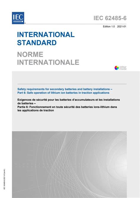 IEC 62485 6 2021 Safety Requirements For Secondary Batteries And