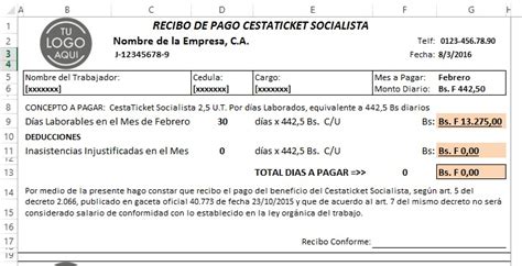 Nomina 2018 Control Recibo De Pago Lottt Plantilla Hoj Excel Bs 500