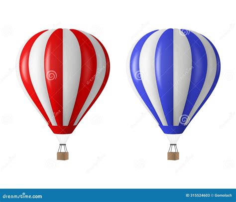 Vector 3d Realistic Hot Air Balloon Icon Set Isolated Design Template For Branding Blank