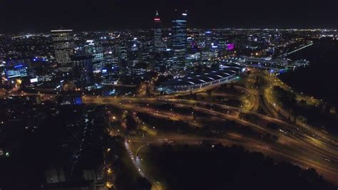 aerial view kings park night-time perth Stock Footage Video (100% ...