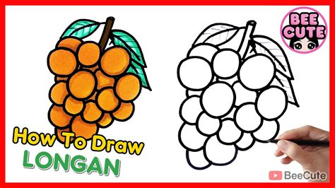 สอนวาดรูปลำไย วาดรูประบายสี ผลไม้ ลำไย แบบง่ายๆ How To Draw Longan