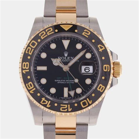 Rolex Black 18K Yellow Gold And Stainless Steel GMT-Master II 116713LN ...