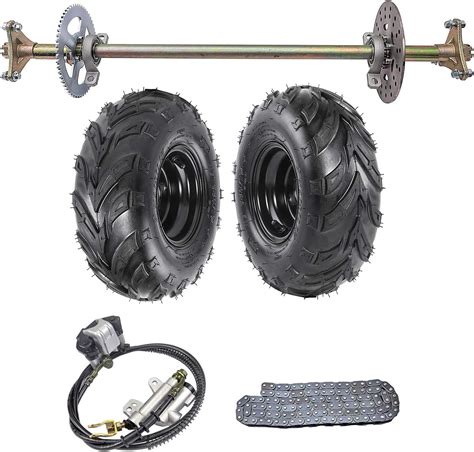 Amazon Zxtdr Go Kart Rear Axle Shaft With Wheels Tires Rims