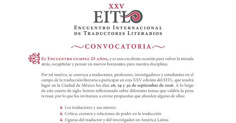 círculo de traductores Convocatoria XXV Encuentro Internacional de