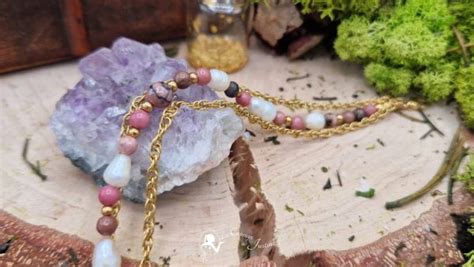 Unique Bracelet Cascade De Nacre En Rhodonite Et Acier Dor Les