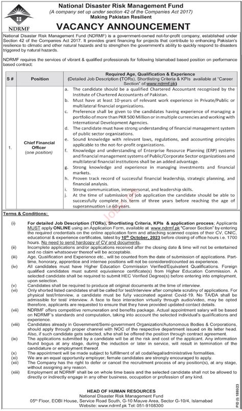 Job Announcement at National Disaster Risk Management Fund 2025 Job