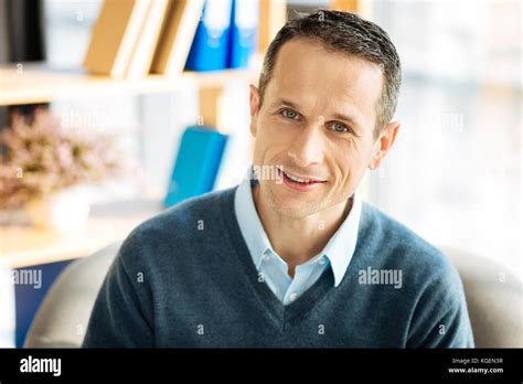 Portrait Of A Delighted Positive Man Stock Photo Alamy