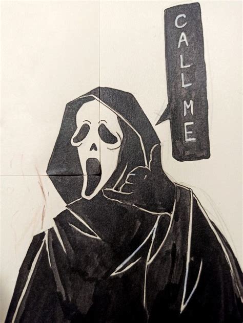 Ghostface Ink Drawing Scream Horror Killer Fanart Ghostface Scream