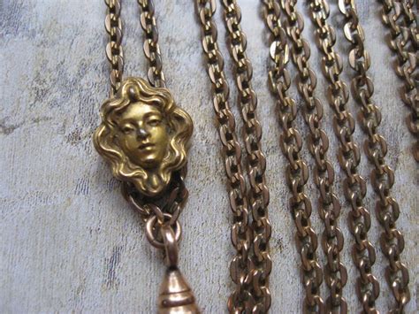 Antique Ladies Watch Chain Art Nouveau Slide Watch Chain Womens