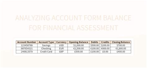 Free Account Form Balance Templates For Google Sheets And Microsoft ...