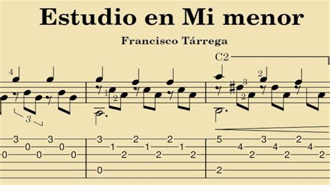 Estudio en Mi menor Francisco Tárrega Tablatura YouTube