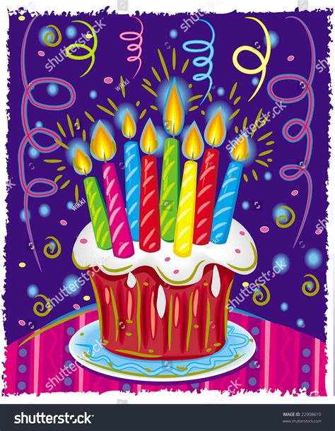 Birthday Cake With Candles Vector Illustration 22908610 Shutterstock