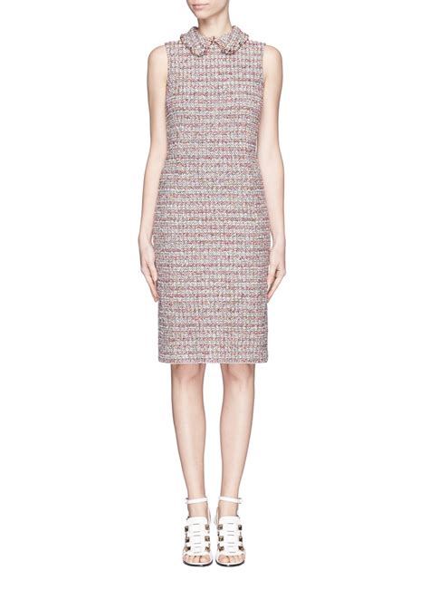 St John Sleeveless Wool Blend Tweed Sheath Dress Lyst