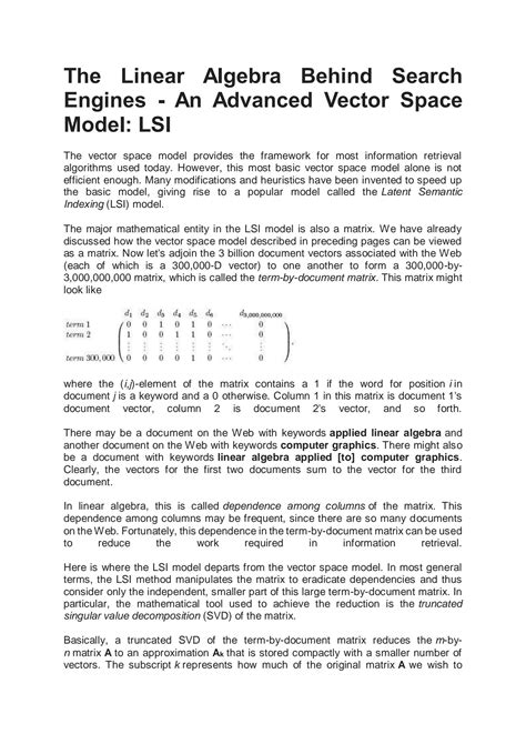 Solution Advanced Vector Space Model Lsi Studypool