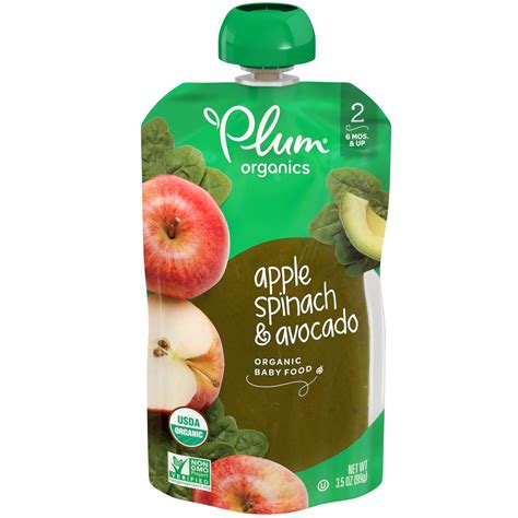 Plum Organics Stage 2 Baby Food Apple Spinach And Avocado 35 Oz Pouch