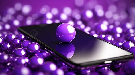 3d Illustration Of Closeup Purple Mobile Phone And Spheres Background Phone Background Mobile